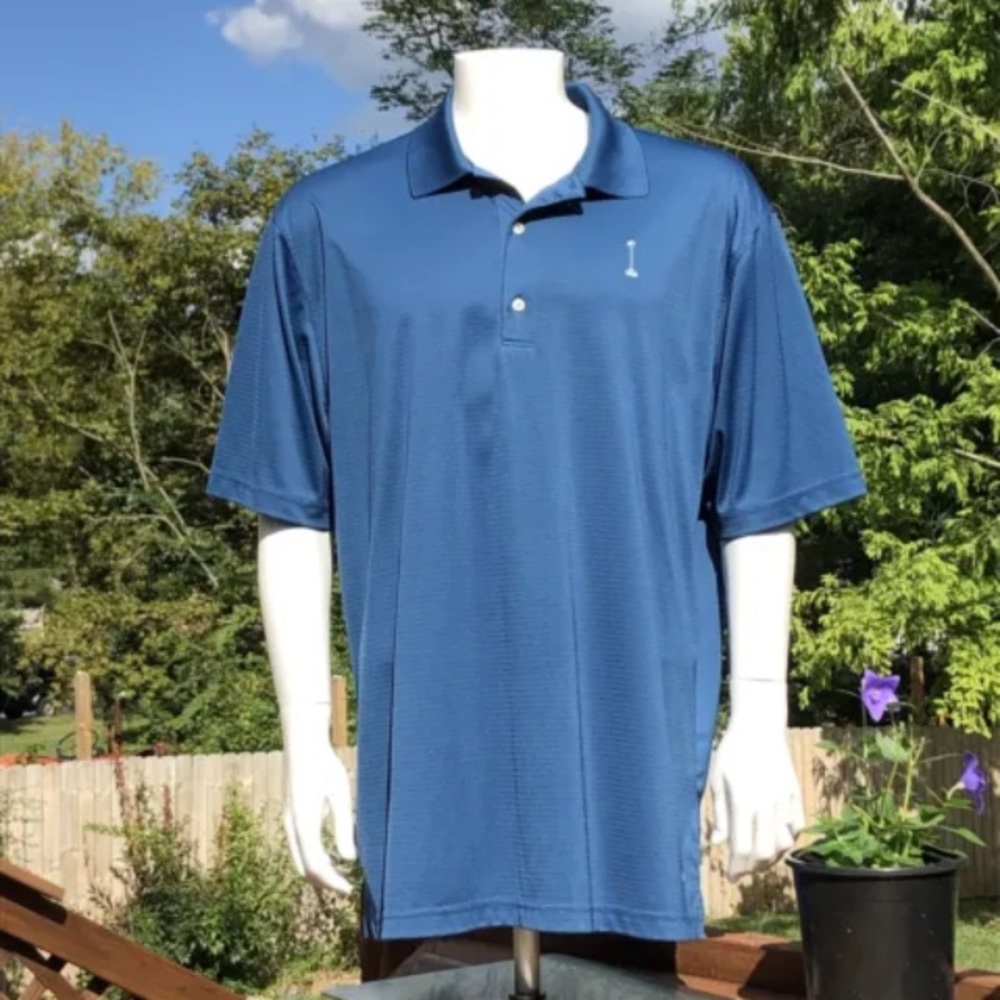 Greg Norman Mens 2XL Golf Polo Shirt Play Dry ML75 Tech Performance Blue